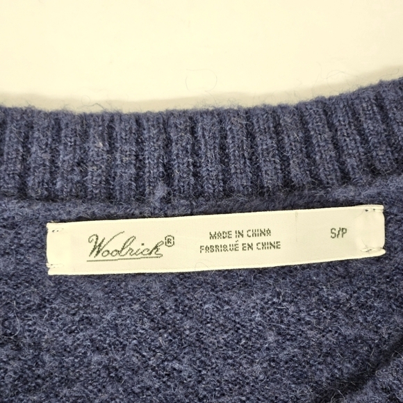 Woolrich Crewneck Hunting Dog Sweater in Blue and White Wool Blend Size Small - Picture 5 of 9